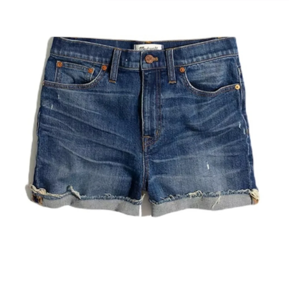Madewell High Rise Jean Cutt Off Shorts 28 Glenoaks Medium Blue Wash